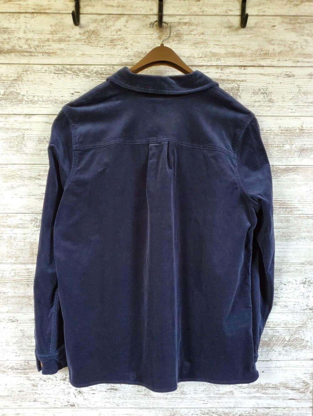 Duluth Trading Co Fine Wale Corduroy Popover Shirt Blouse Navy Blue Unisex - Picture 2 of 14